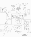 Cam-Crankshaft-Crankcase CoverSump Cylinder Group-Head-Piston Group Valves-Breather Diagram and Parts List for 197412-1124-E2  Briggs and Stratton Engine